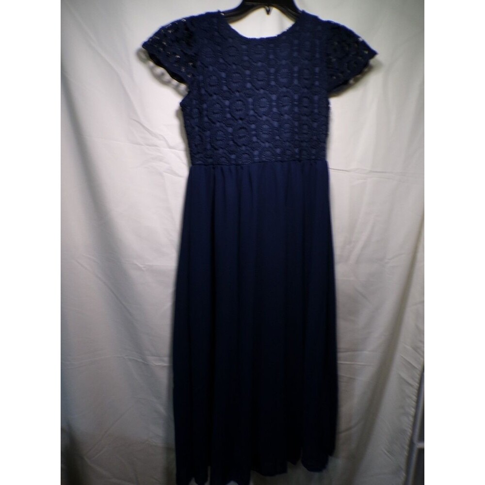 HOSIKA Girls Navy Blue Lace Bodice Maxi Dress Size 12 13 Years